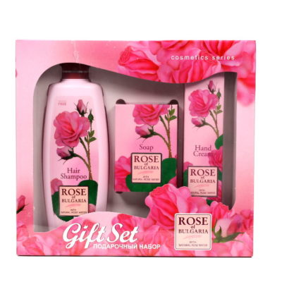 Γυναικείο σετ δώρου με κρέμα χεριών, Σαμπουάν, Σαπούνι Rose of Bulgaria Biofresh